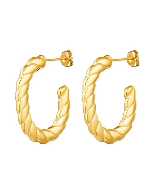 LOVEDRUNKY Twisted oorbellen goud hoops