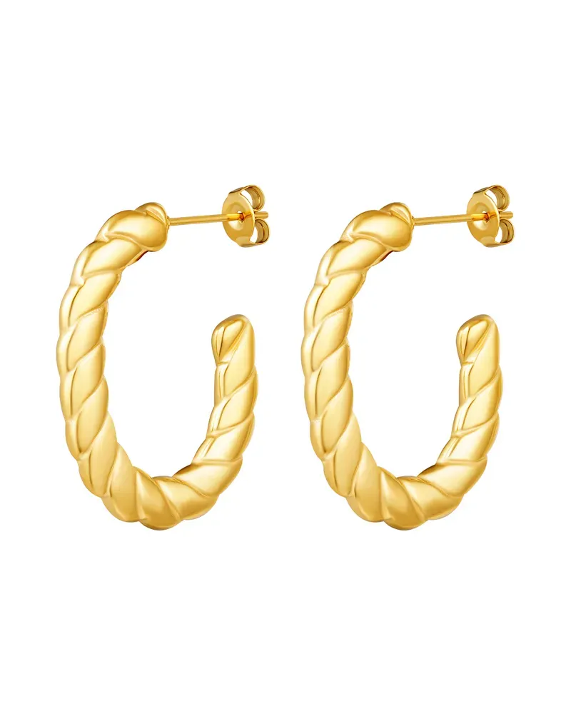 LOVEDRUNKY Twisted oorbellen goud hoops