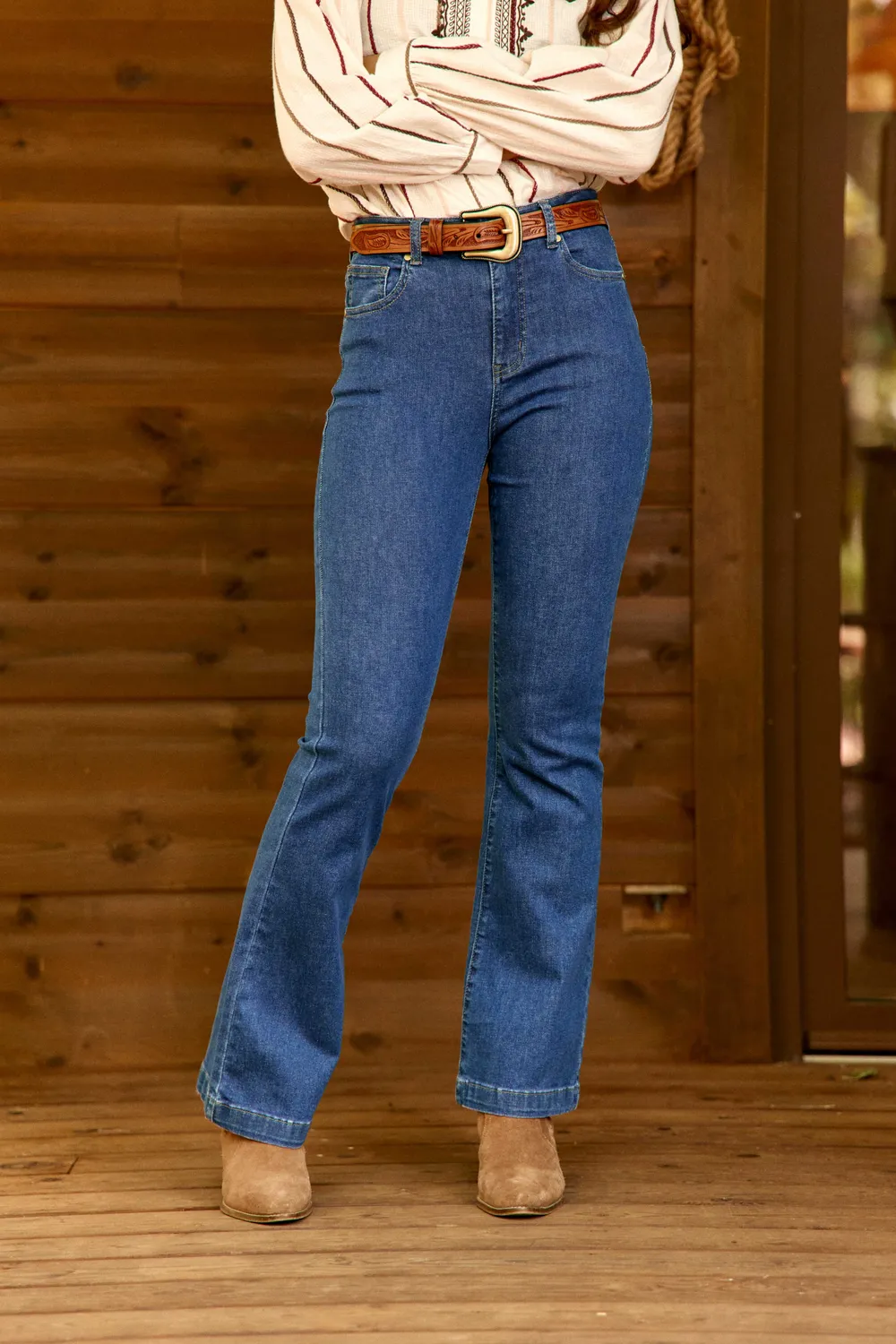 La Petite Etoile Lancelot flared jeans deep wash blauw