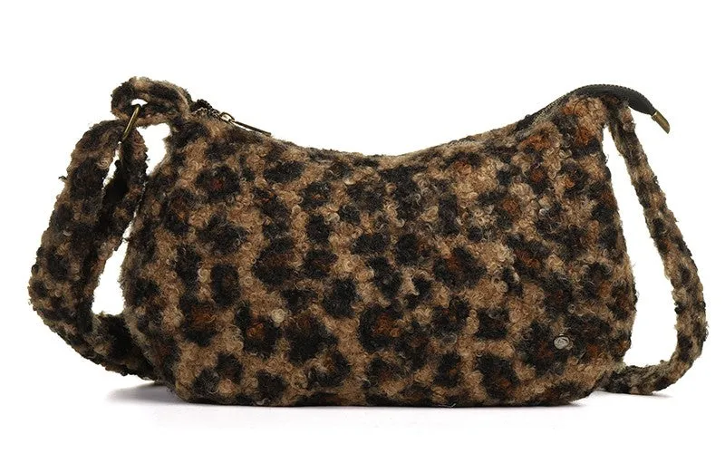 Amiek Vantoux schoudertas camel panter teddy 30 cm
