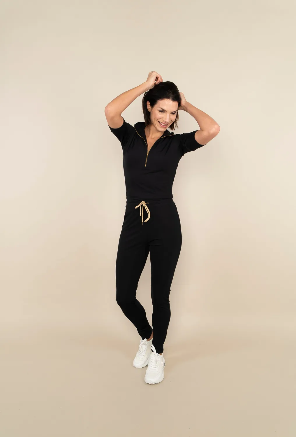 Laboutiek Sport Zipper Shirt zwart gerecycled
