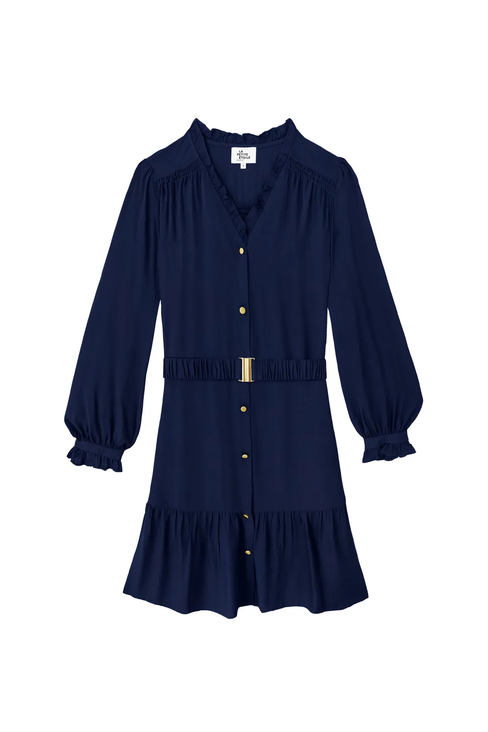 La Petite Etoile Rune jurk marine uitlopend ruches