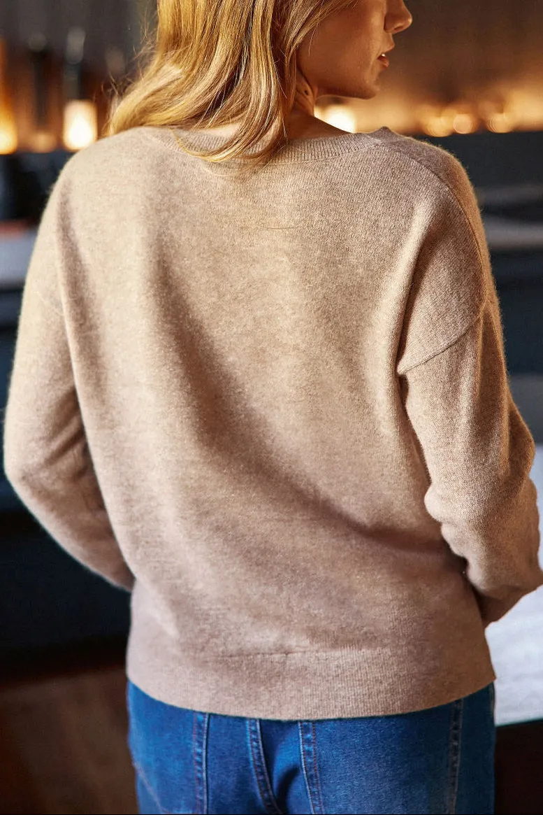 La Petite Etoile Melya trui kasjmier camel V-hals