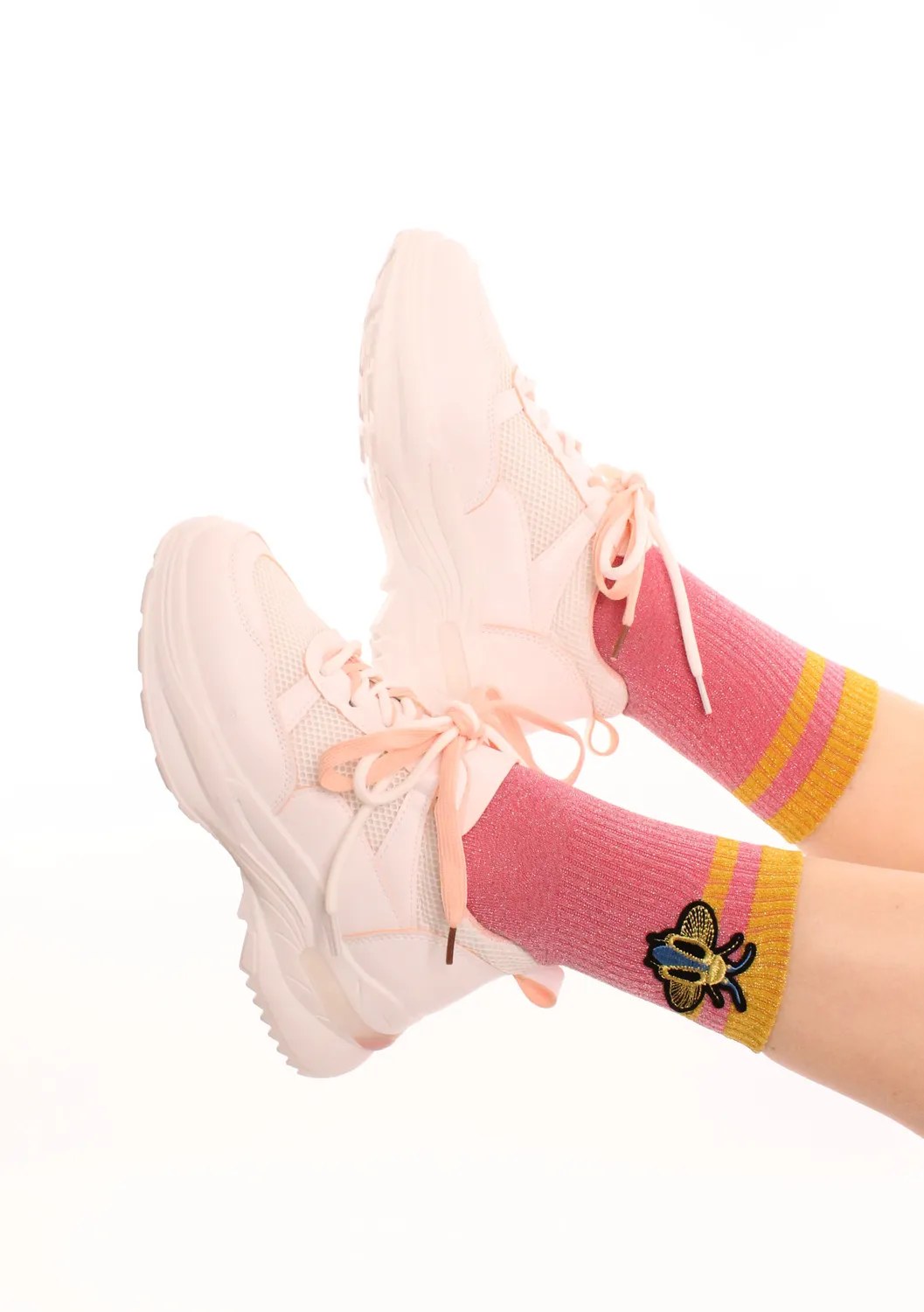 Pinned By K Bij Glitter Sokken Roze One Size