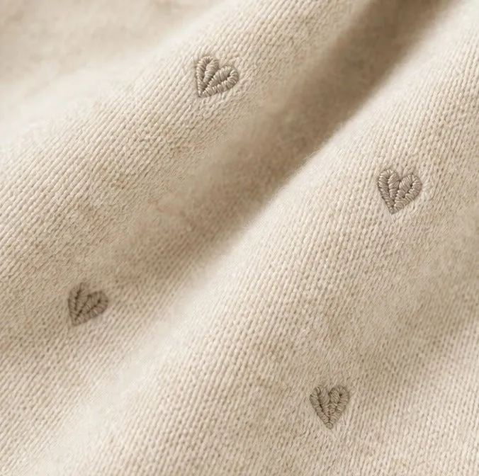 Amiek Driehoek Sjaaltje Hartjes sjaal beige 110 cm