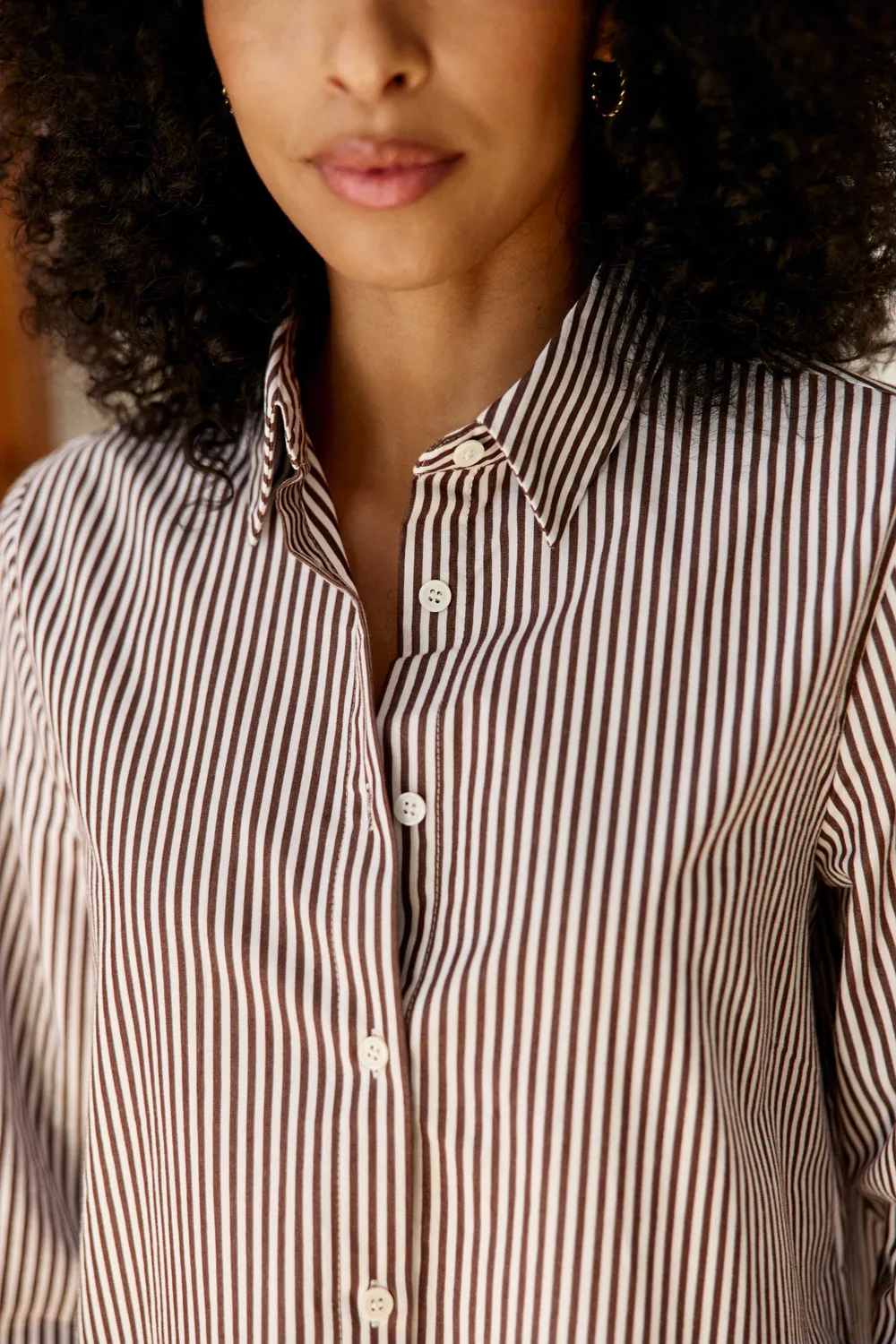 La Petite Etoile Carine blouse bruin ecru rechte pasvorm
