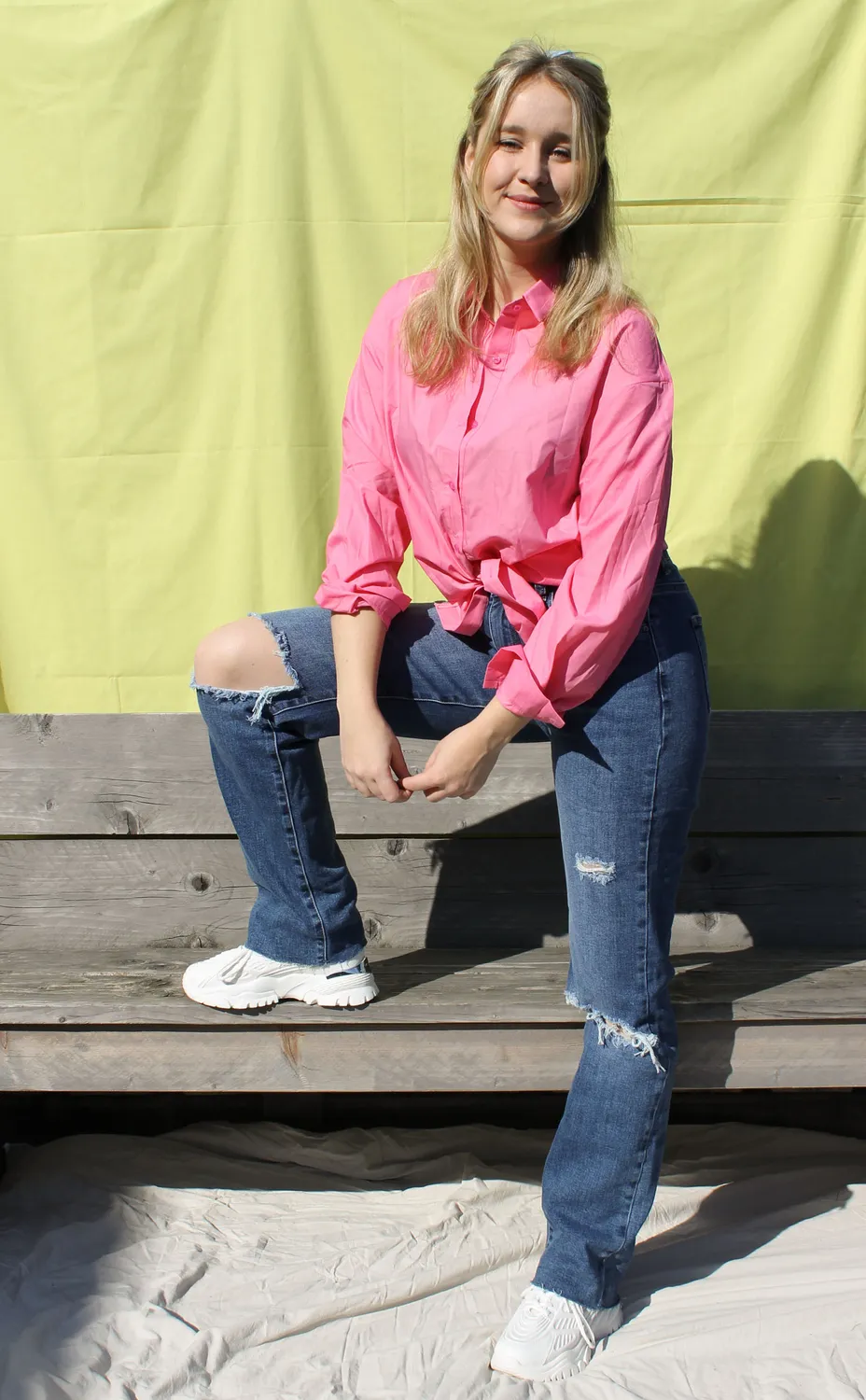 LOVEDRUNKY Blouse Basic blouse roze met kraag