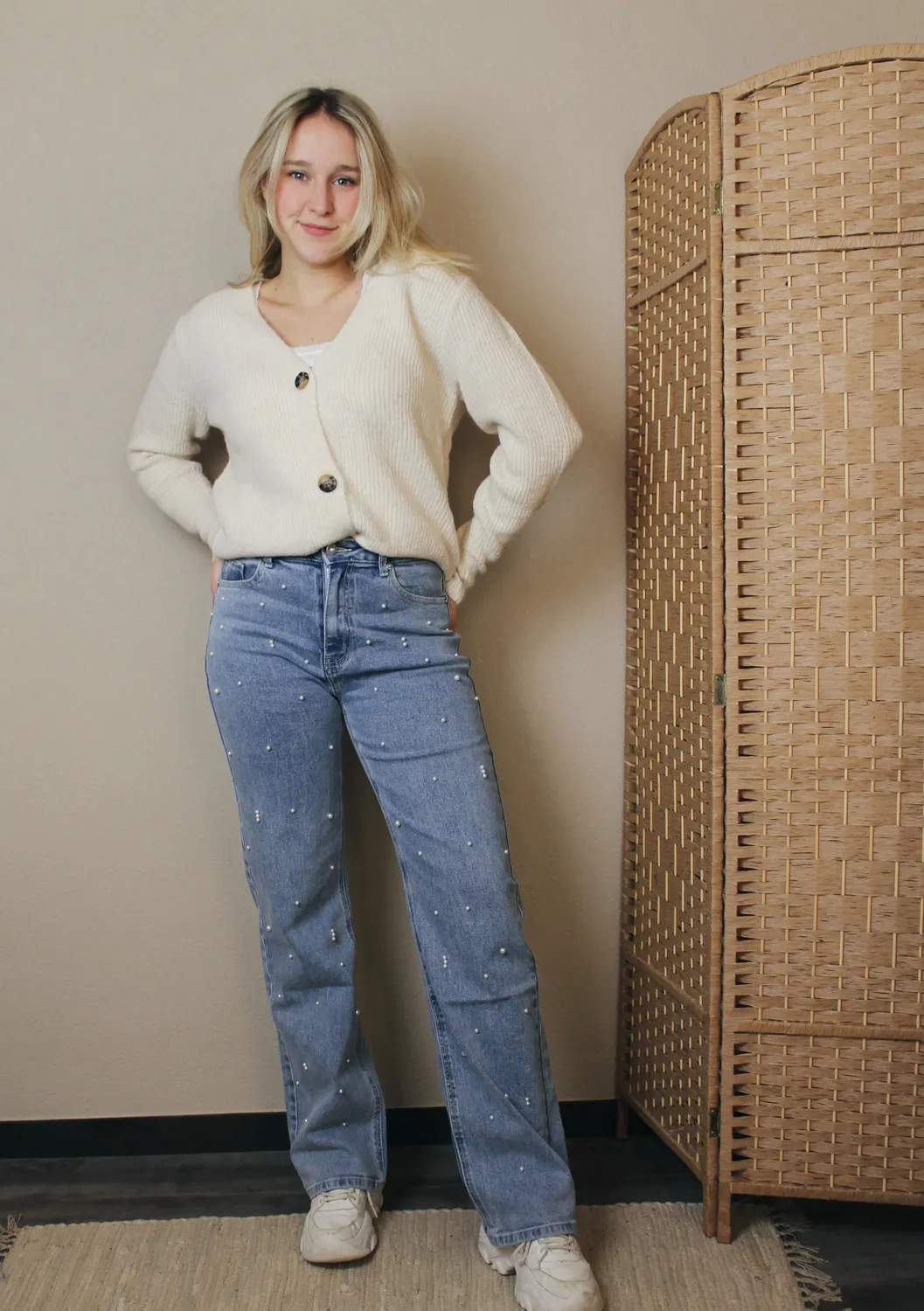 LOVEDRUNKY Cozy vest beige zacht fijnbreisel