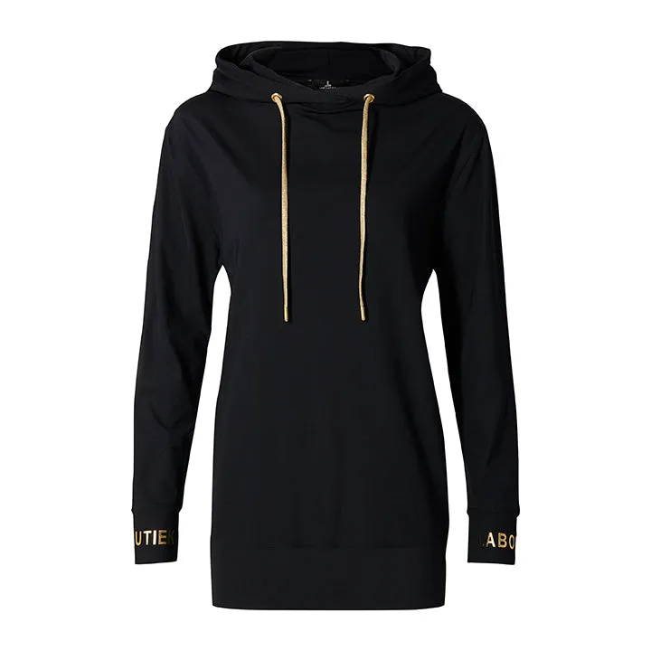 Laboutiek Sport Hoodie zwart met goud dames ademend