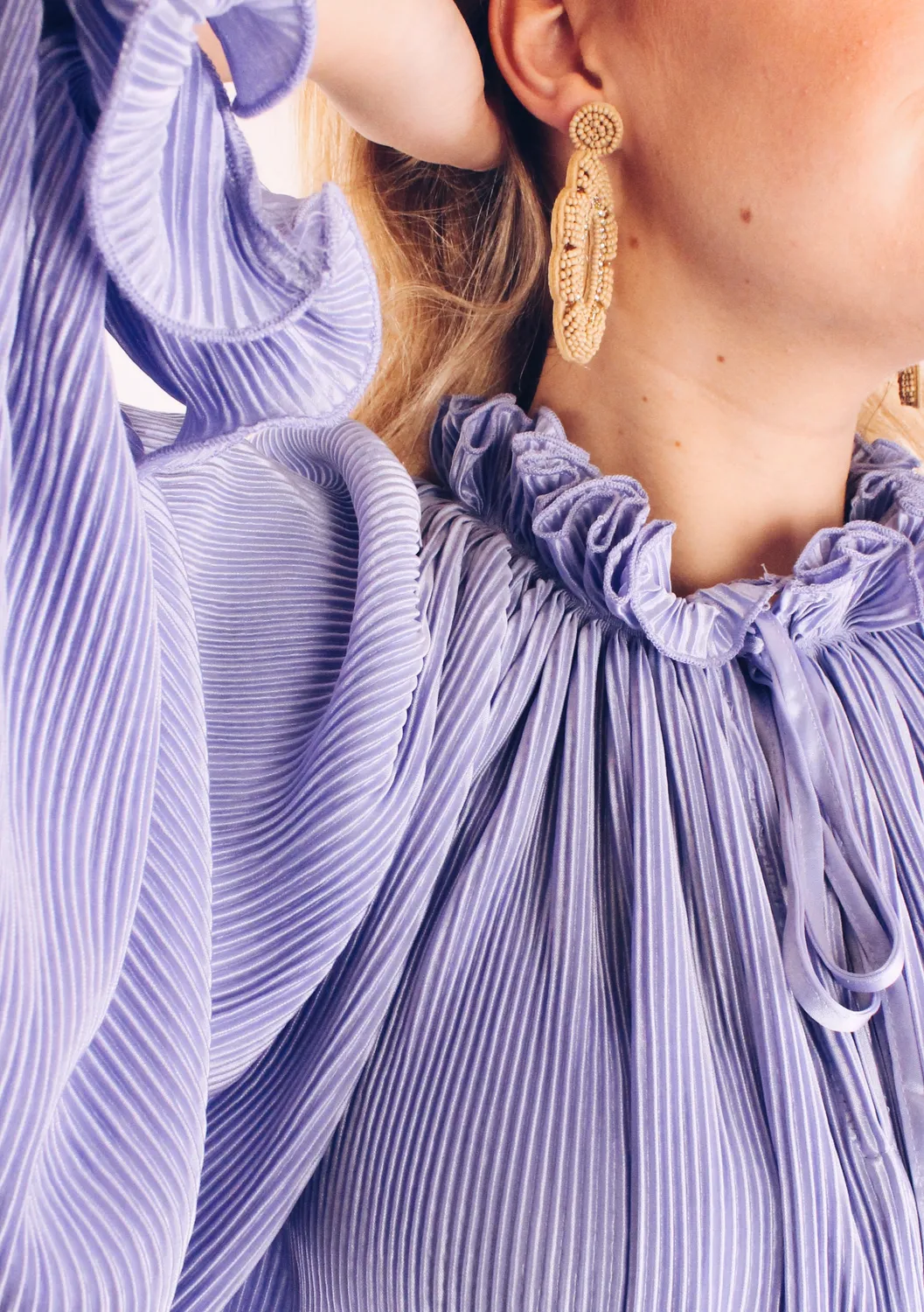 LOVEDRUNKY Plissé blouse lila ruffle loose fit