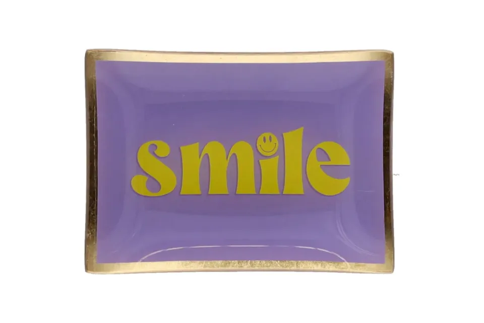 Loveplate Smile M schaaltje glas smiley lila