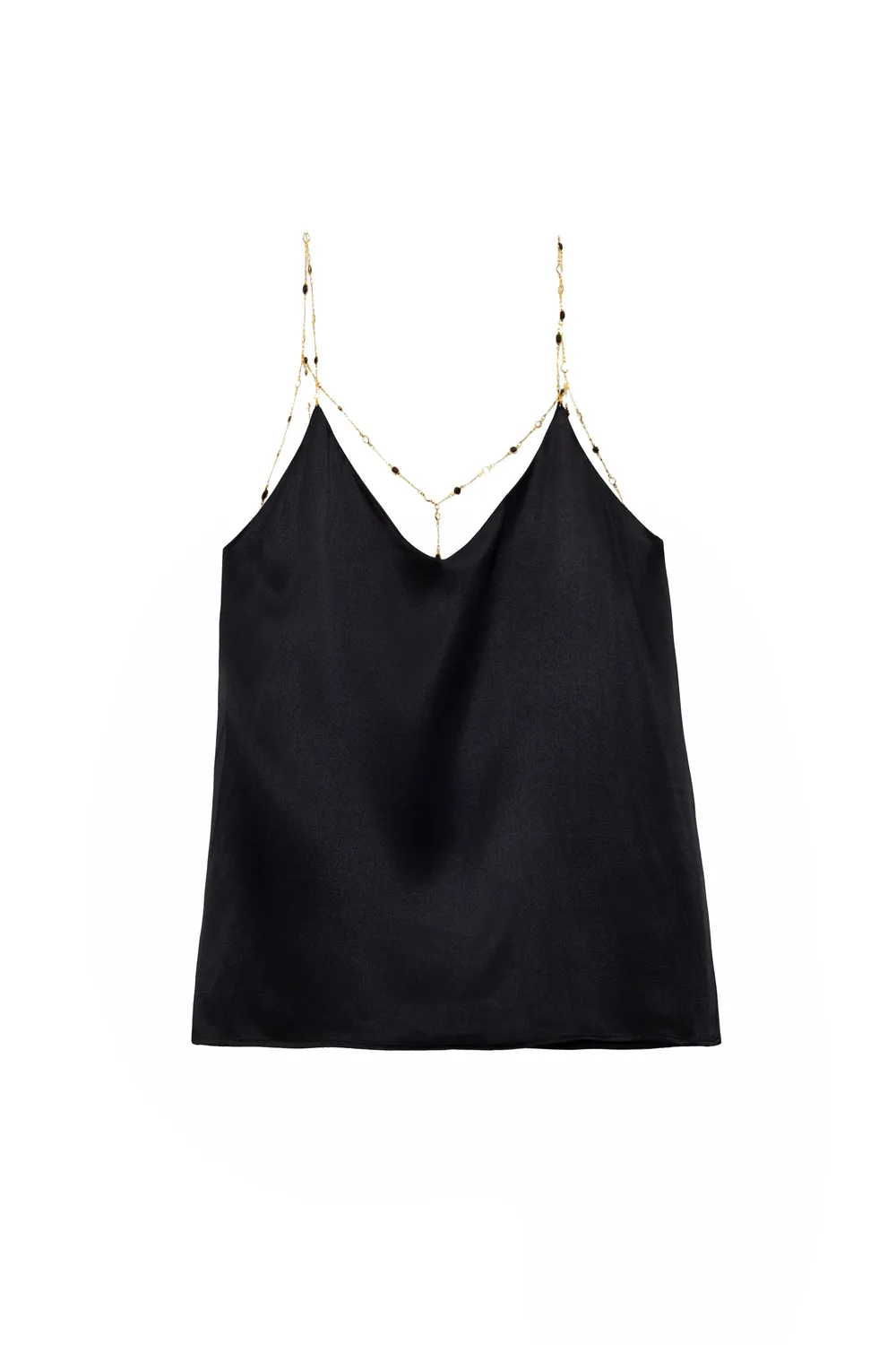 La Petite Etoile Dara top zwart satijn ketting
