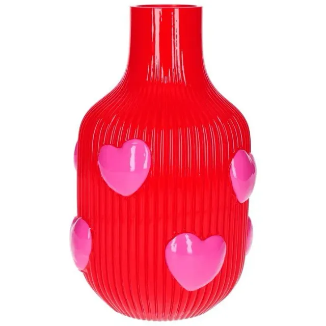 Amiek L'amour Harten vaas rood glas 25 cm