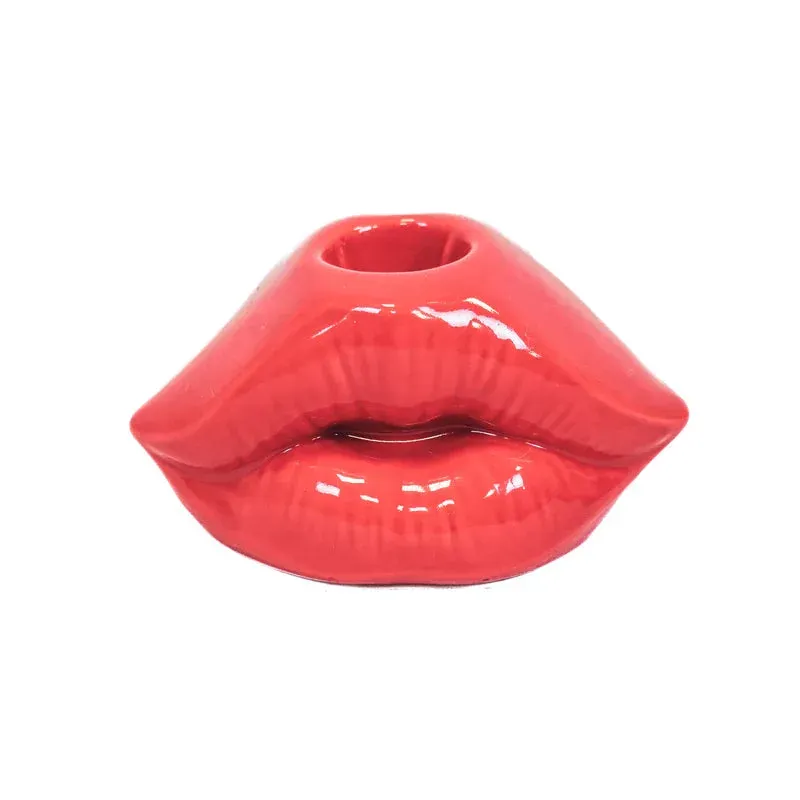Amiek Lip kandelaar rood keramiek