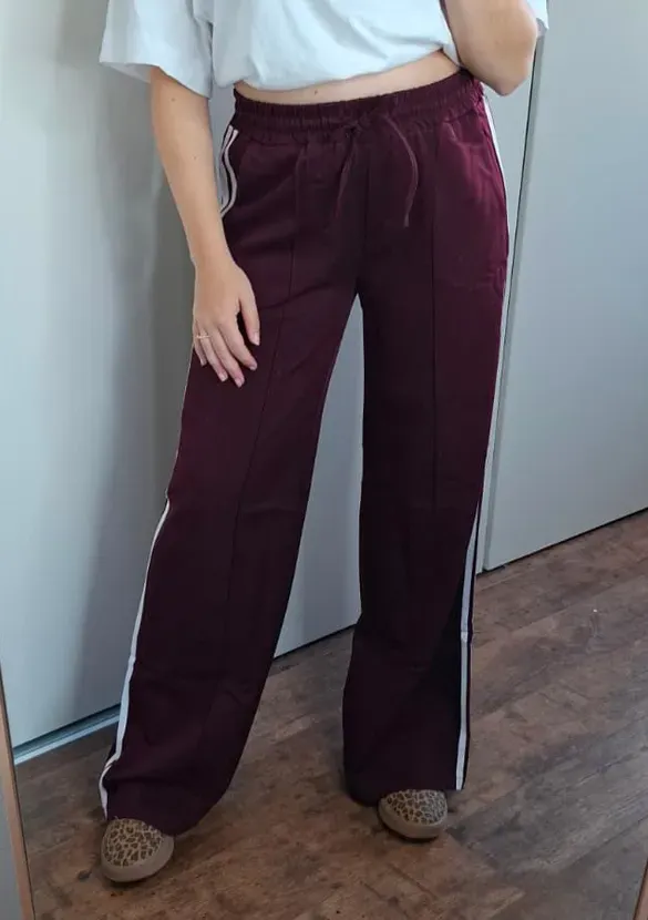 LOVEDRUNKY Broek Jogg broek maroon streep