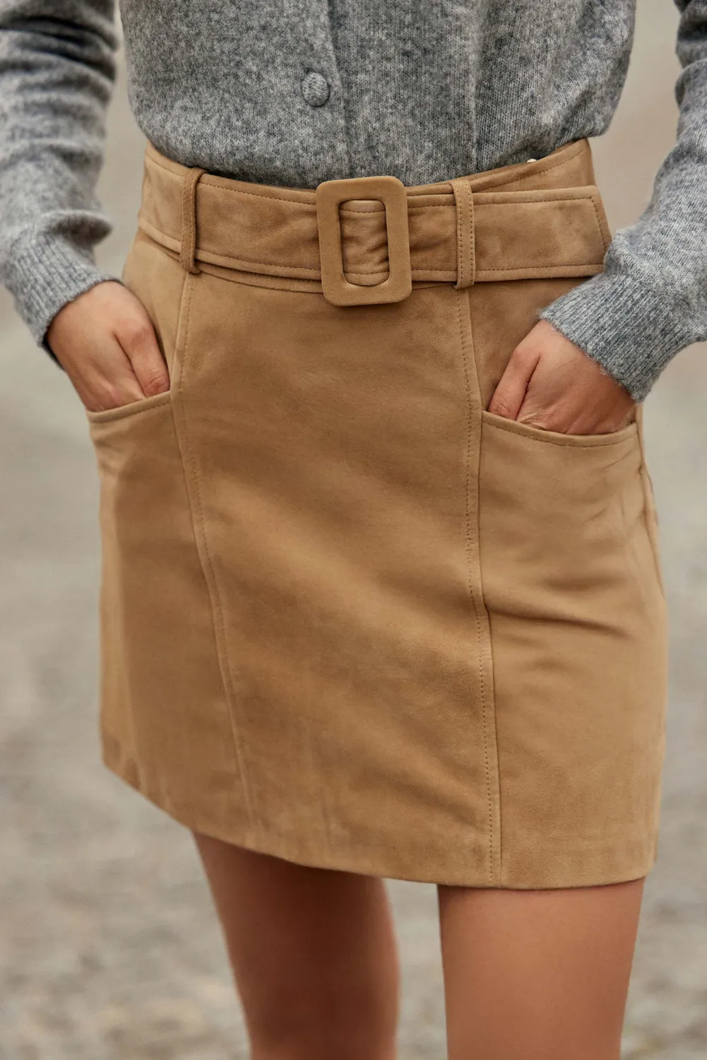 La Petite Etoile Faustine leren rok beige kort