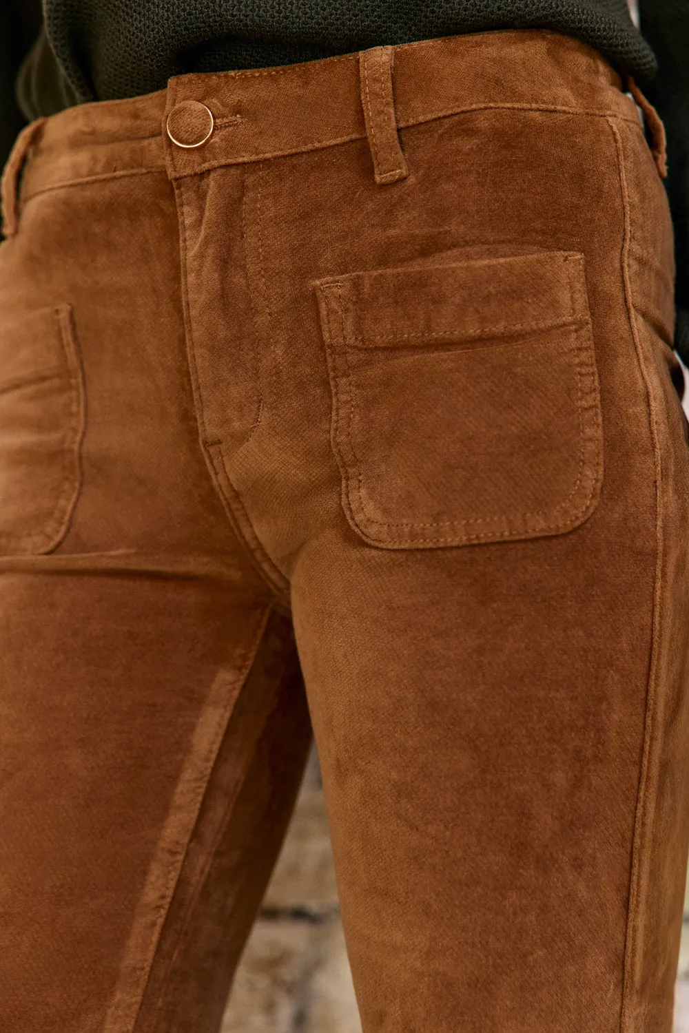La Petite Etoile Sonny flared broek beige ribfluweel