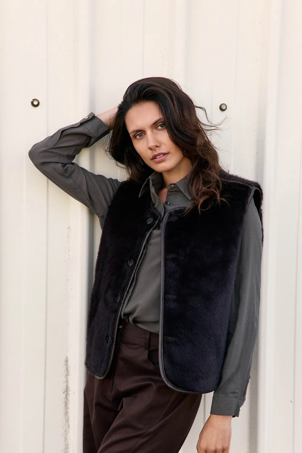 La Petite Etoile Vonia bodywarmer bruin omkeerbaar