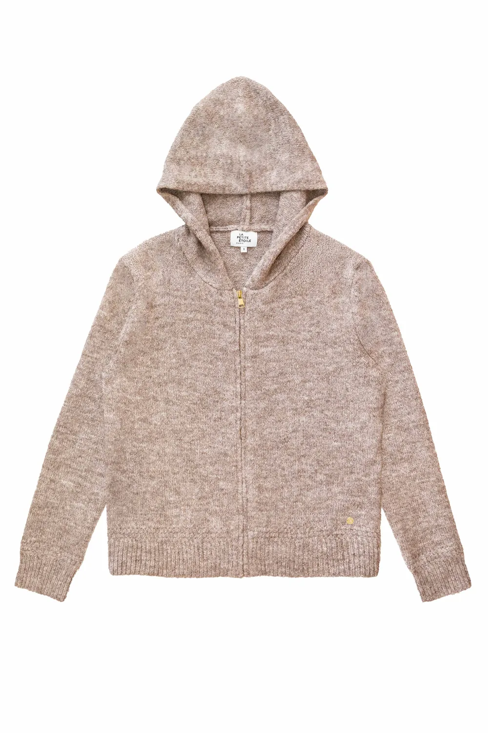 La Petite Etoile Misa vest met capuchon taupe grof gebreid