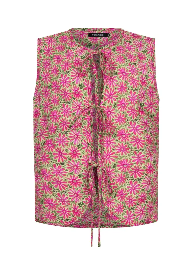 Amiek Ydence Esmira gilet pink flower mouwloos XS-L