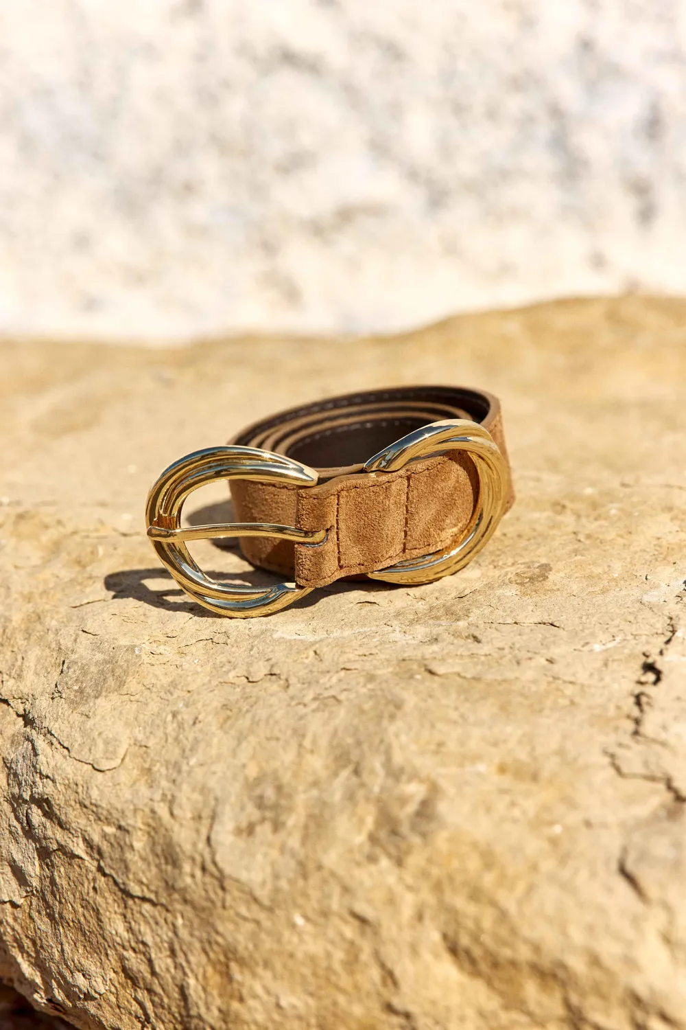 La Petite Etoile Alix riem camel suède gouden gesp