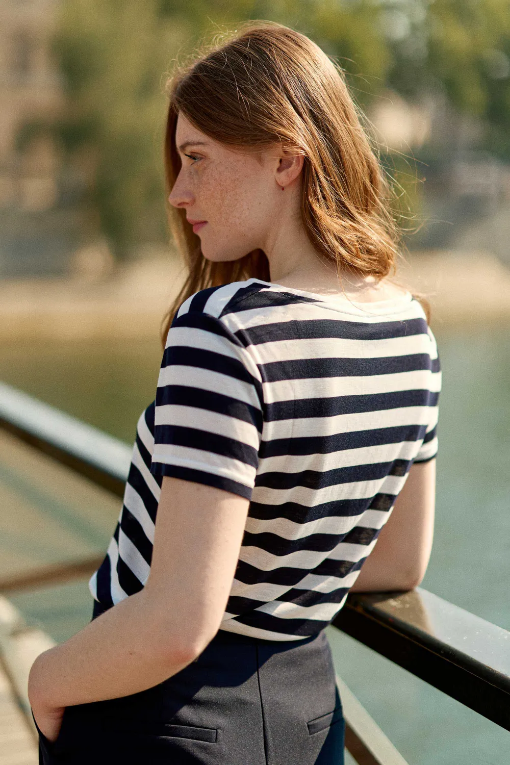 La Petite Etoile Elvie marinière T-shirt ecru marine