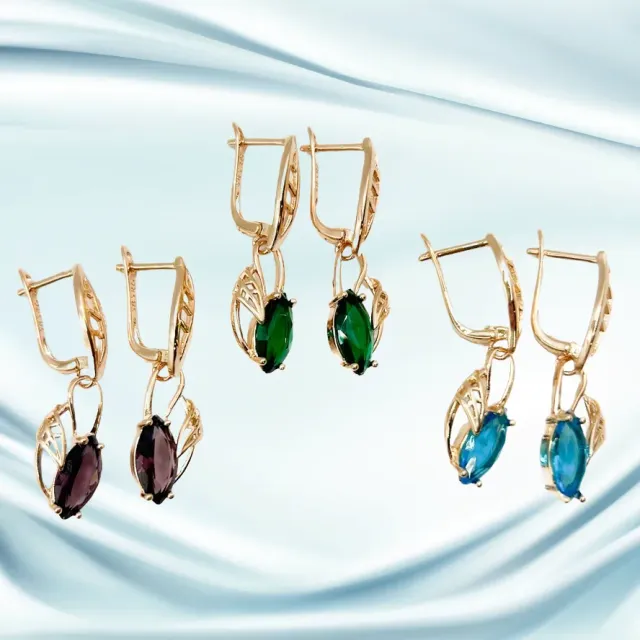 Tatyana Filigree Leaf oorbellen paars blad strass