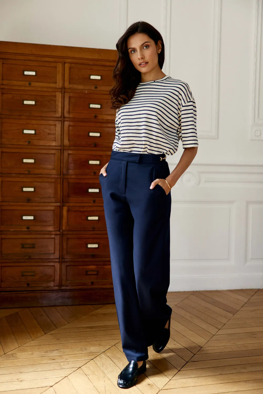 La Petite Etoile Paolin broek marine wijd gouden bit