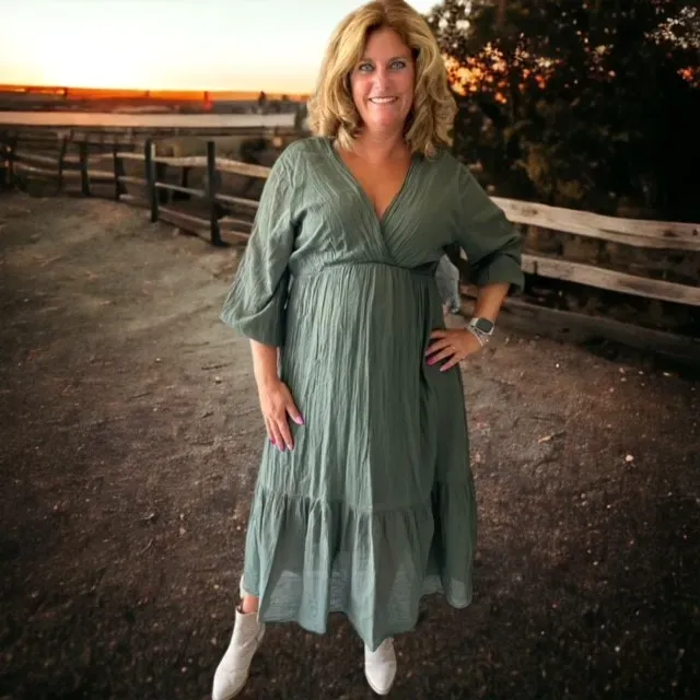 Fashion Trends Katoenen Maxi Dress army lang katoen
