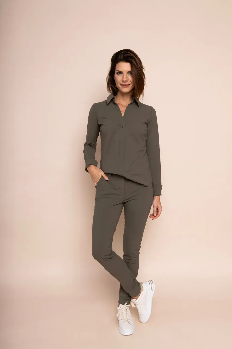 Laboutiek Ivanka blouse groen travel lange mouw
