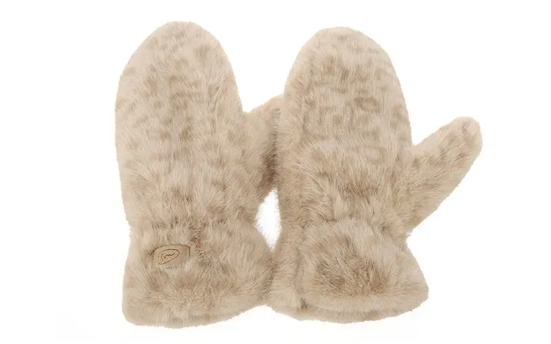 Amiek Chatel wanten naturel panter faux fur one size