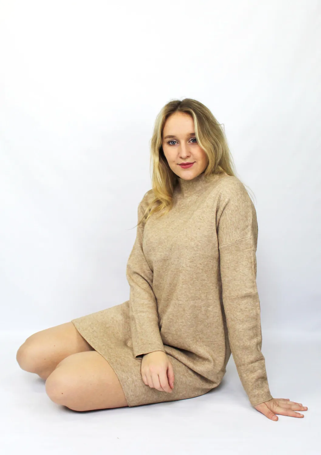 LOVEDRUNKY Knitted Jurk beige oversized one size