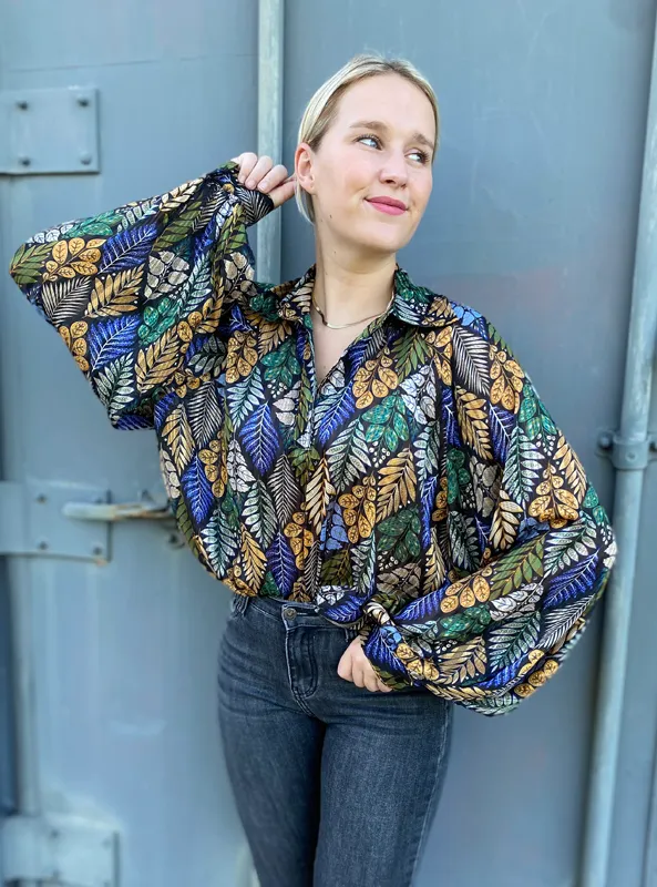 LOVEDRUNKY Print Shiny blouse multi met pofmouwen