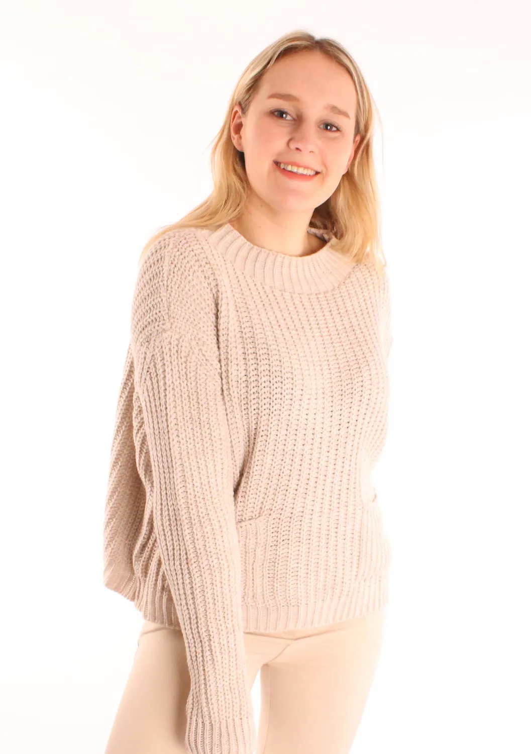 LOVEDRUNKY Pockets Trui ecru oversized