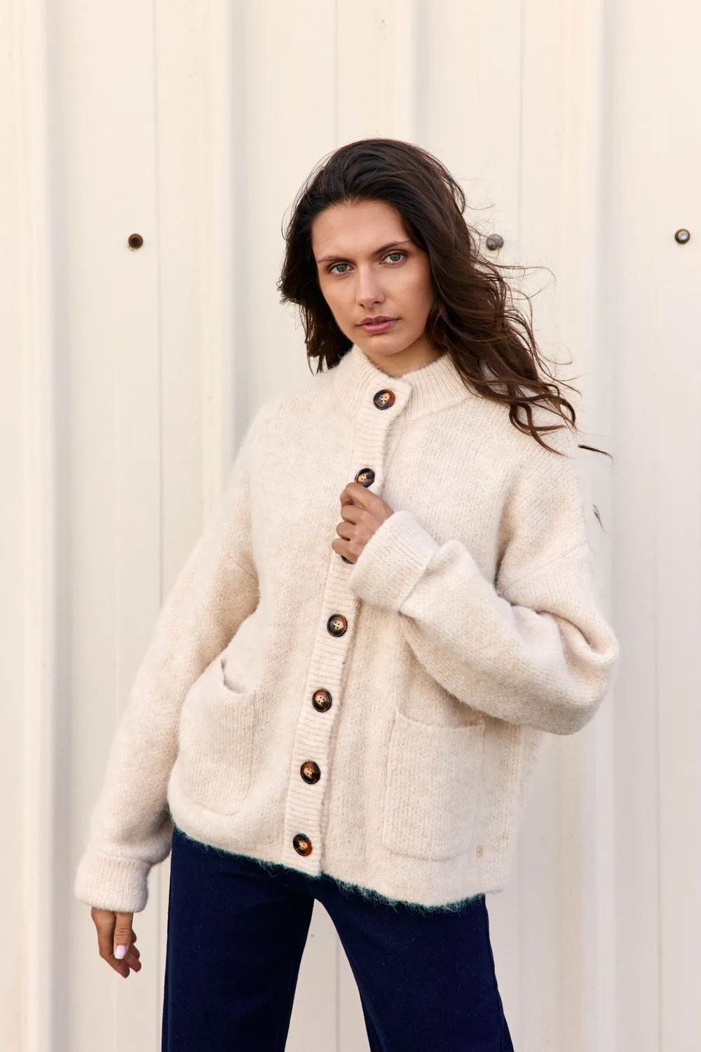 La Petite Etoile Marlin gebreid gilet beige