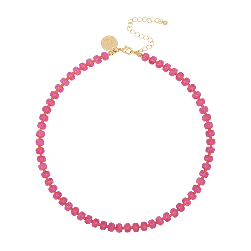 Amiek Lyn Necklace ketting roze oranje kralen
