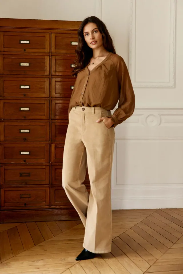 La Petite Etoile Petrona broek wijd beige corduroy