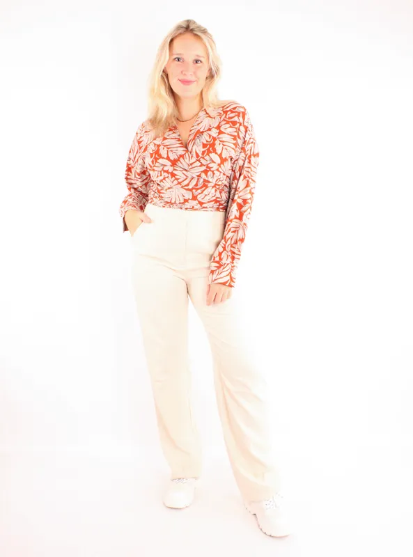 LOVEDRUNKY Basic pantalon beige straight fit