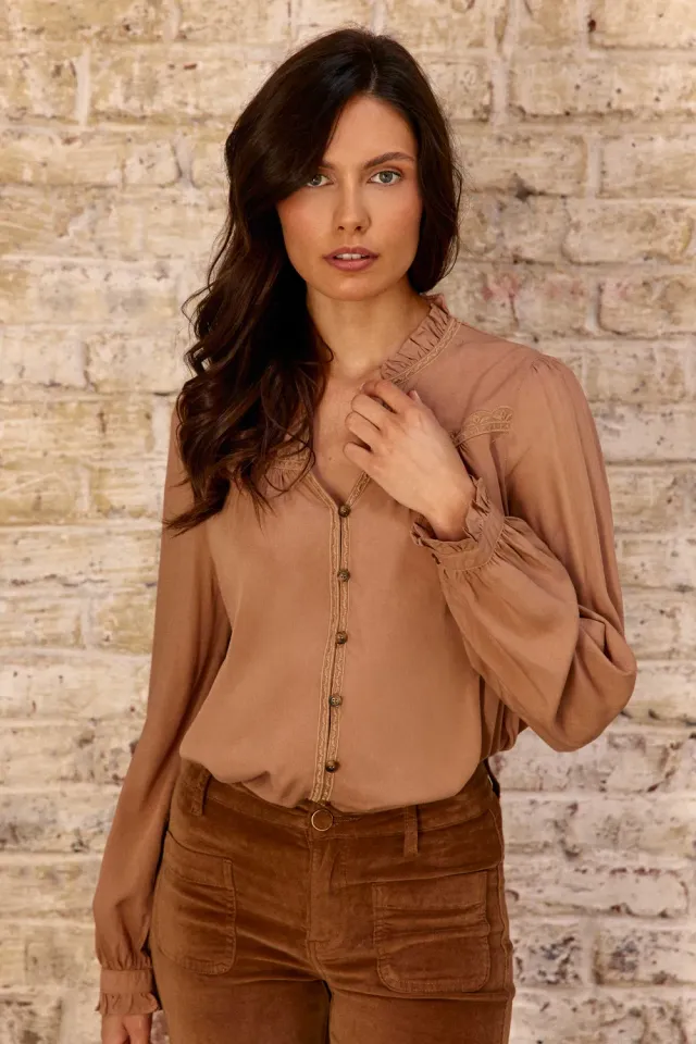 La Petite Etoile Bowen blouse camel borduursel