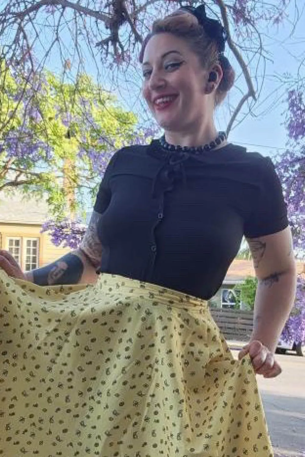 Tatyana Ingrid Retro Blouse blouse zwart strikkraag