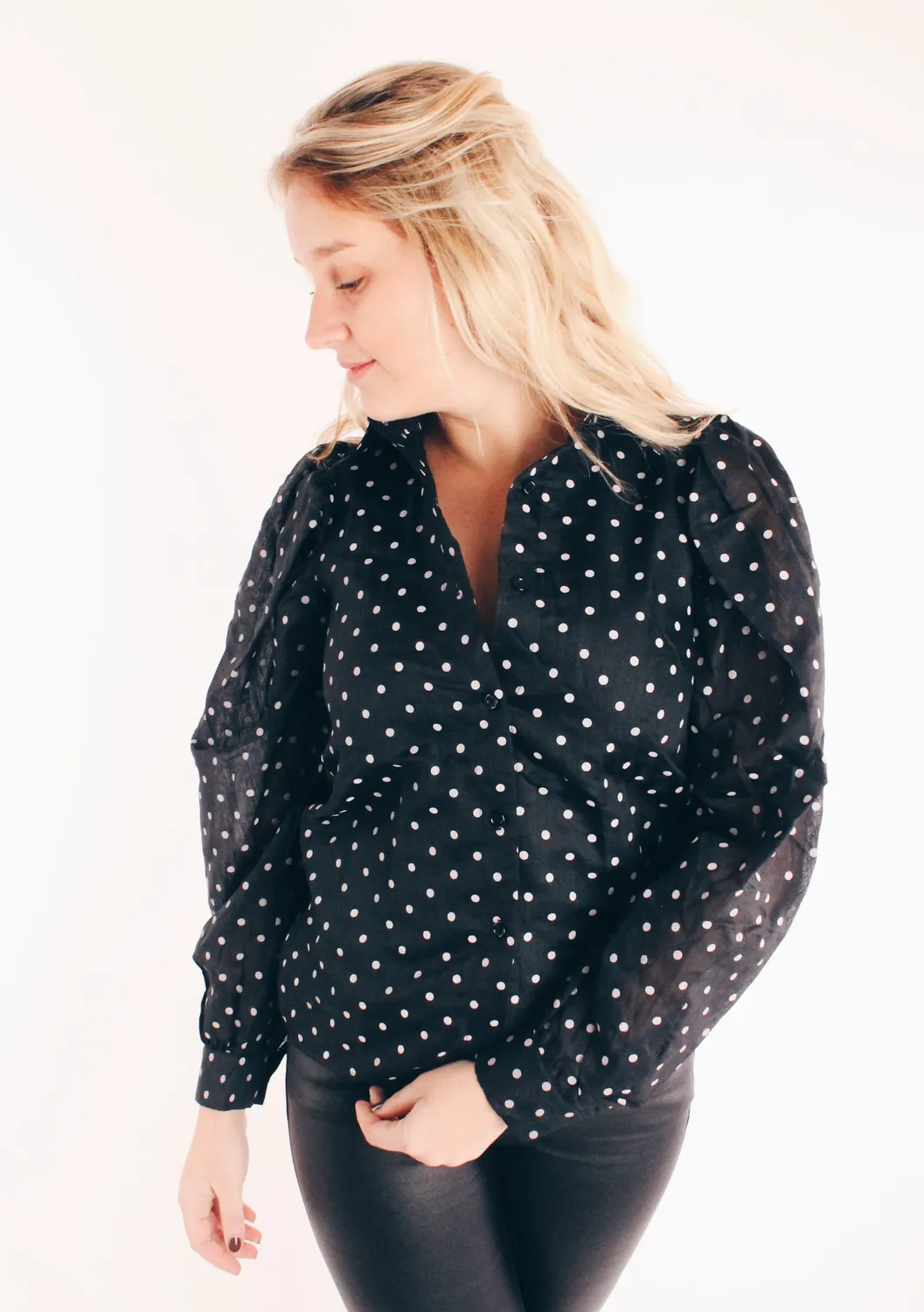 LOVEDRUNKY Blouse Stippen blouse zwart gevoerd