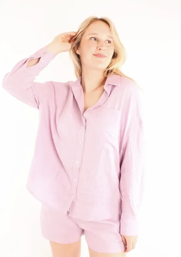 LOVEDRUNKY Linnen Blouse blouse lila oversized