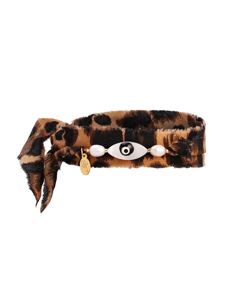 LOVEDRUNKY Armband Fabric Print bruin 61 cm