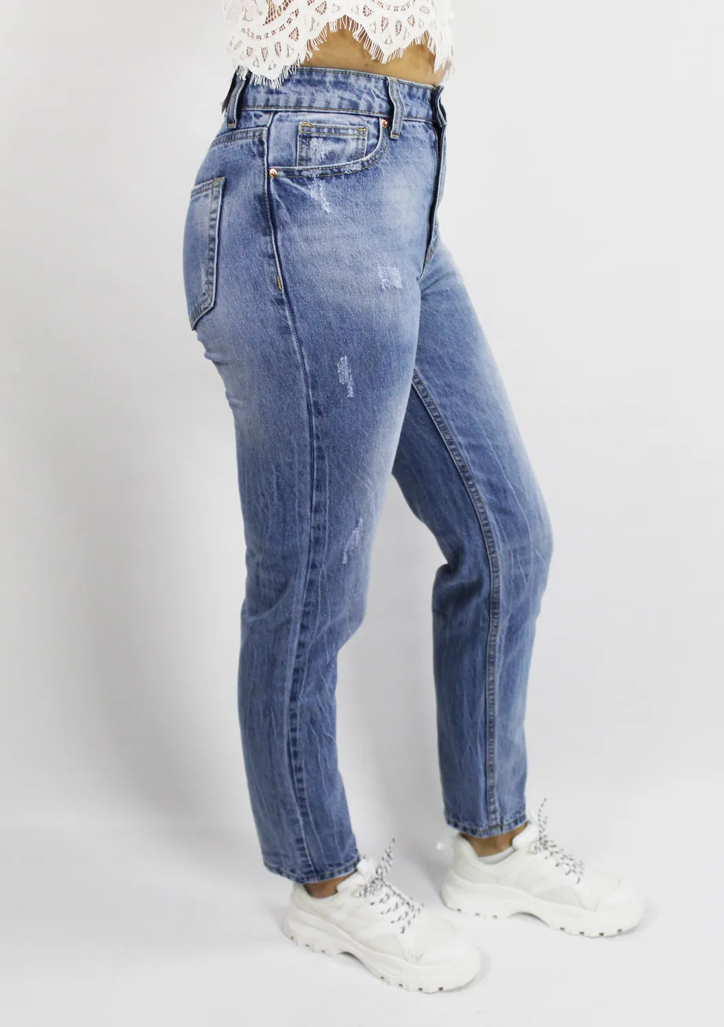 LOVEDRUNKY Mom Jeans blue denim 5-pocket
