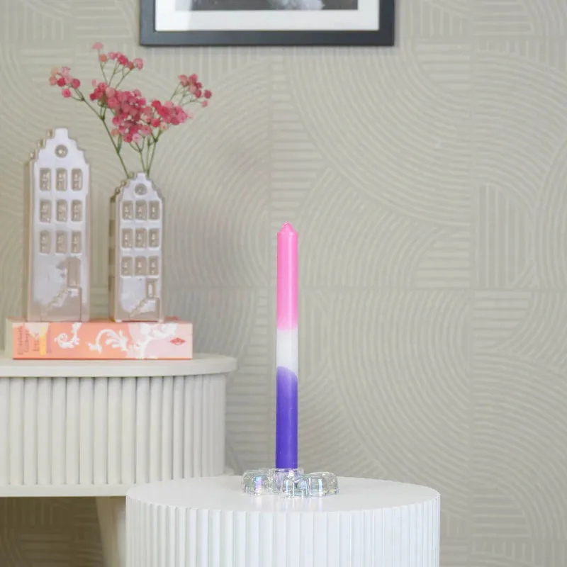 Amiek Strik kandelaar plat lichtblauw glas