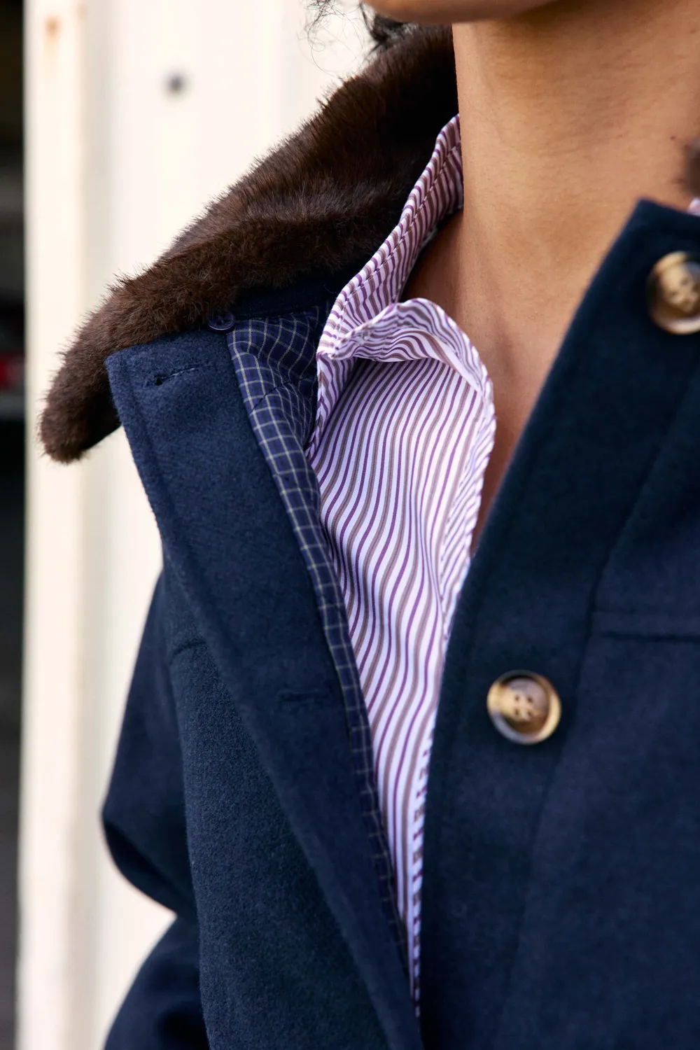 La Petite Etoile Videl blouson marine met bontkraag