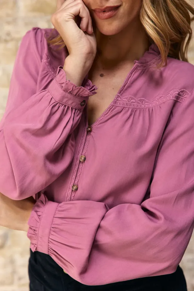 La Petite Etoile Bowen blouse roze borduursel