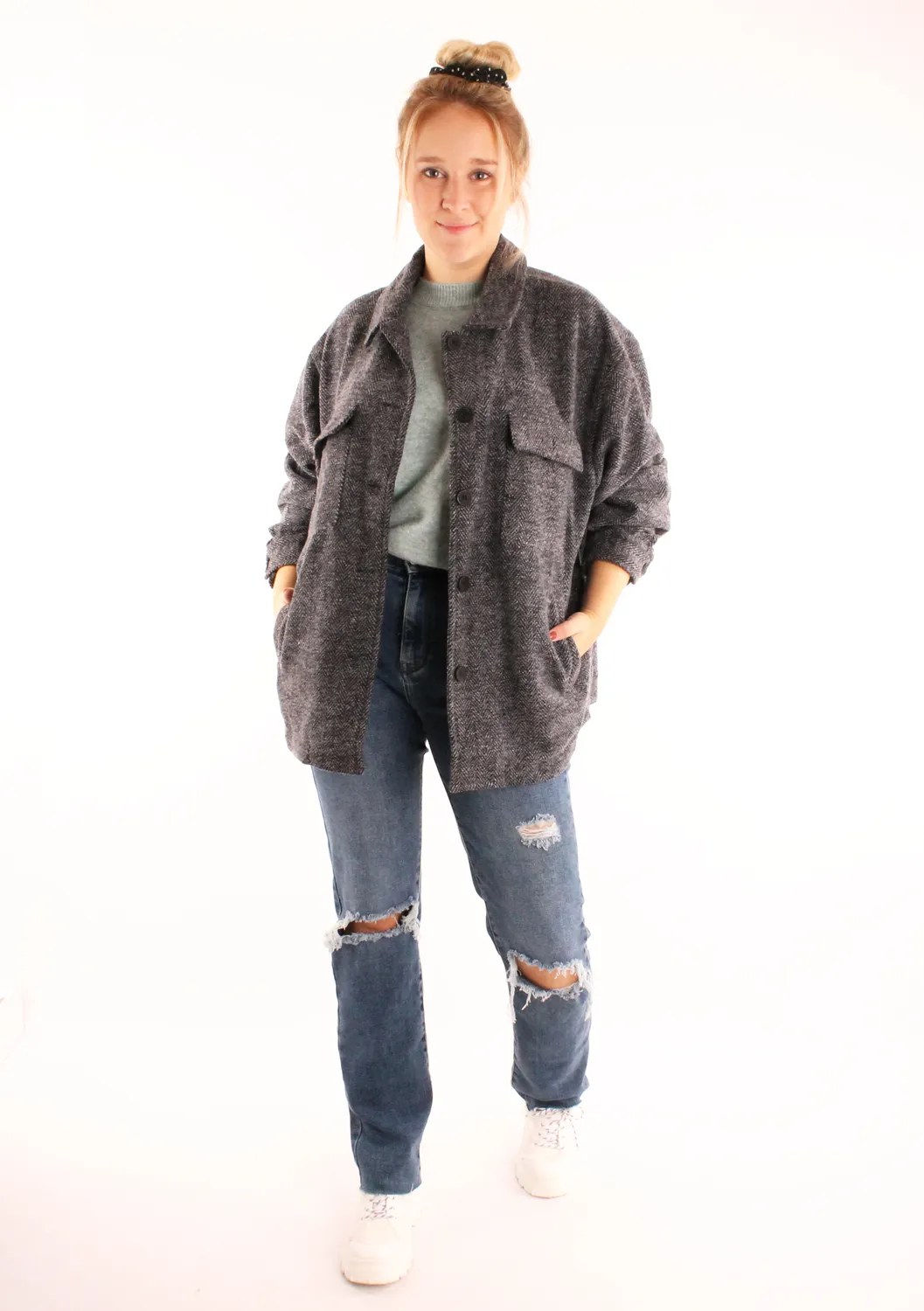 LOVEDRUNKY Visgraat Jack jasje zwart oversized
