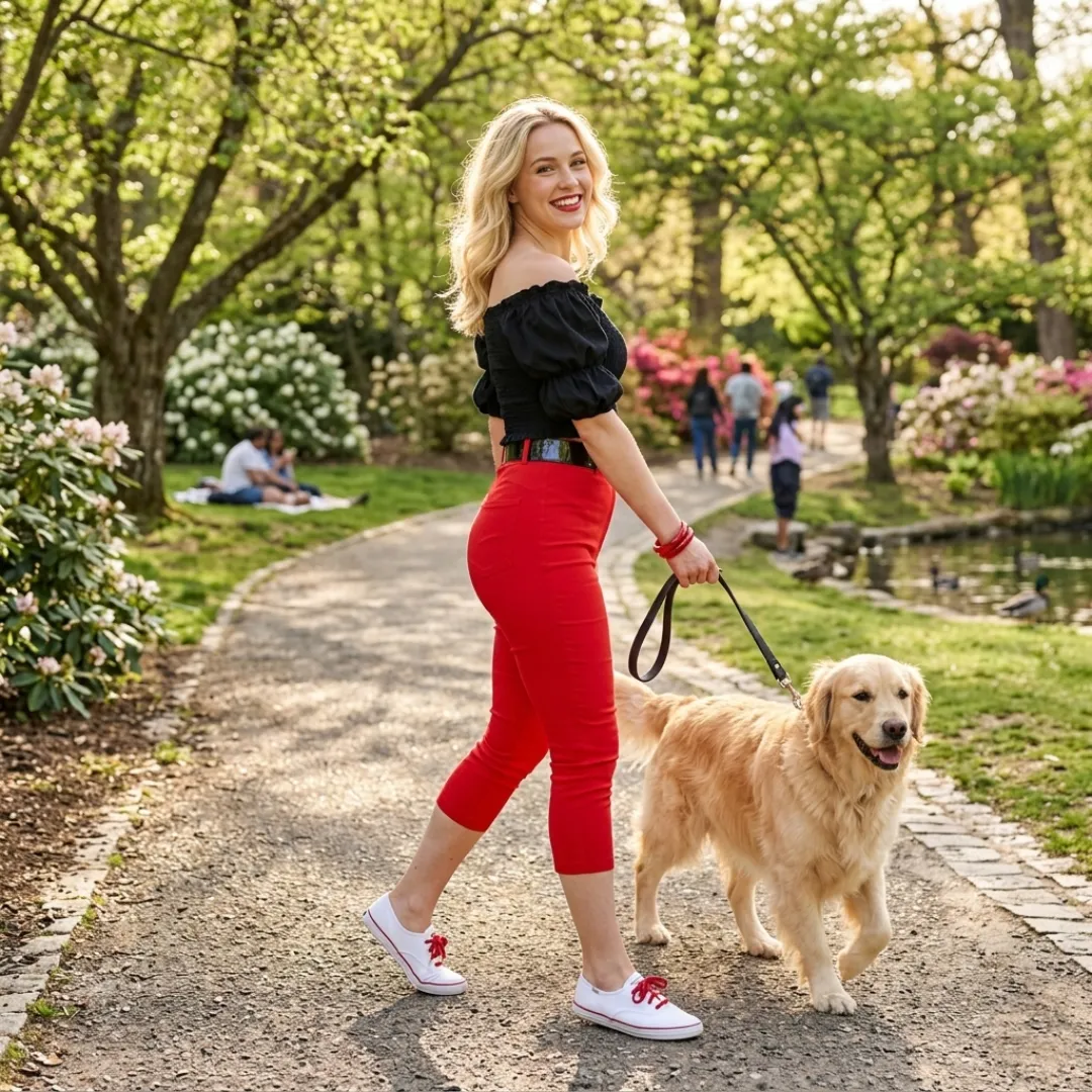 Tatyana Luisa Capris capri rood high waist stretch