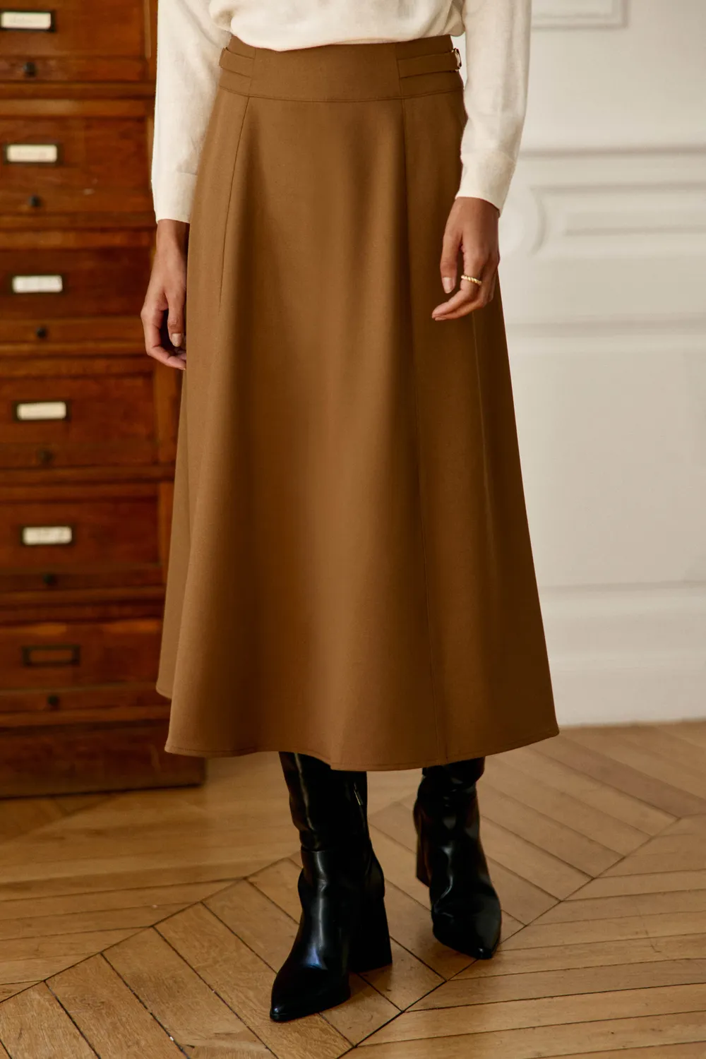 La Petite Etoile Juliette rok camel midi wijd